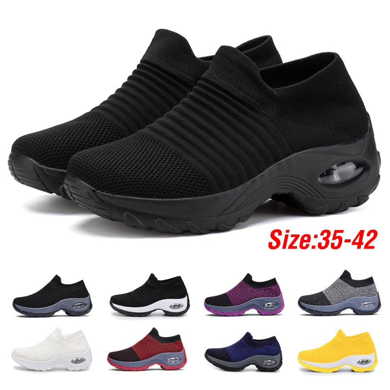 Women Tennis Shoes Breathable 5CM Height Increase Sports Sneakers