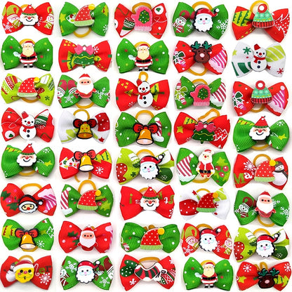 10 Pieces Christmas Dog Hair Accessories