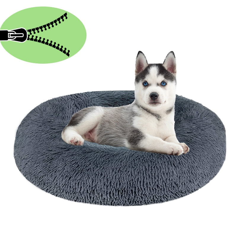 Removable Donut Dog Bed Plush Pet Kennel Round Cat Bed