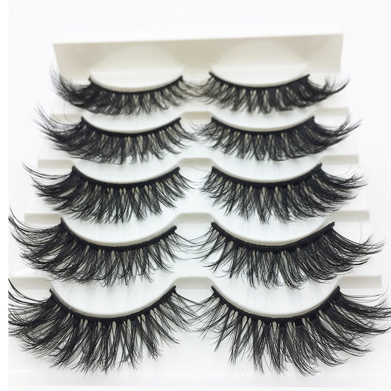 Beauty 5 pairs  Real Fake Mink Eyelashes 3D Natural