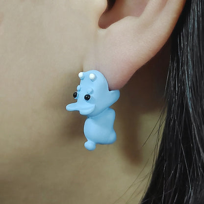 1 Pair Cute Animal Bite Earring Cartoon Soft Clay Animal Earrings