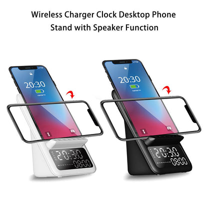 10W Wireless Charger Smart Alarm Clock Bluetooth Speaker