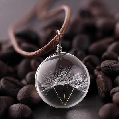 Women Necklace Dandelion Glass Ball