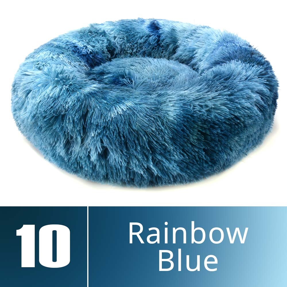 Round Plush Dog Bed House Dog Mat Winter Warm Sleeping Nest