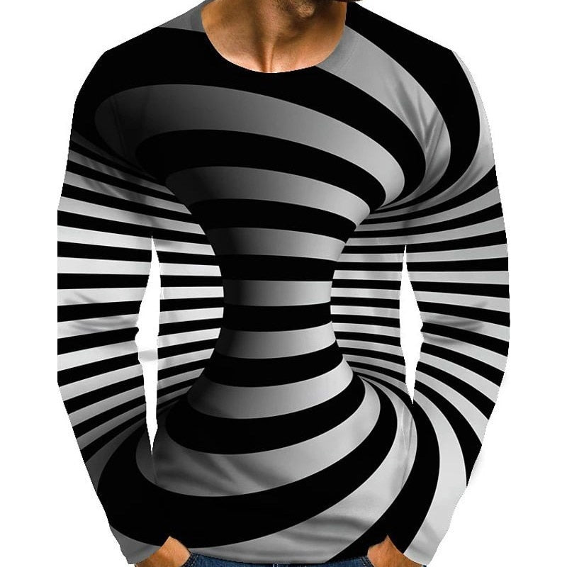 Mens Shirts Graphic Optical Illusion