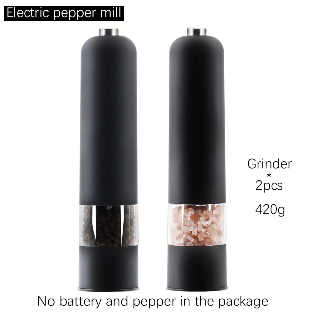 Automatic Salt Pepper Grinder Set Electric Plastic Ceramic Burr Mill