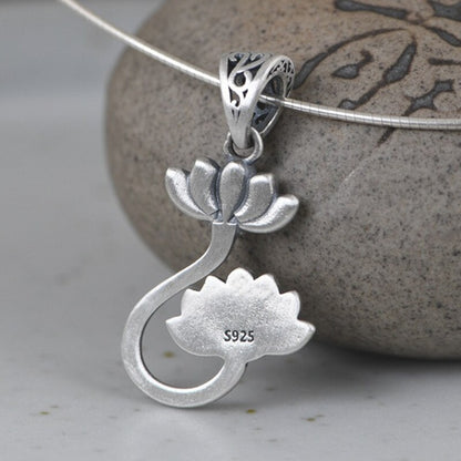 925 Sterling Silver Fashion Lotus Flower Pendant