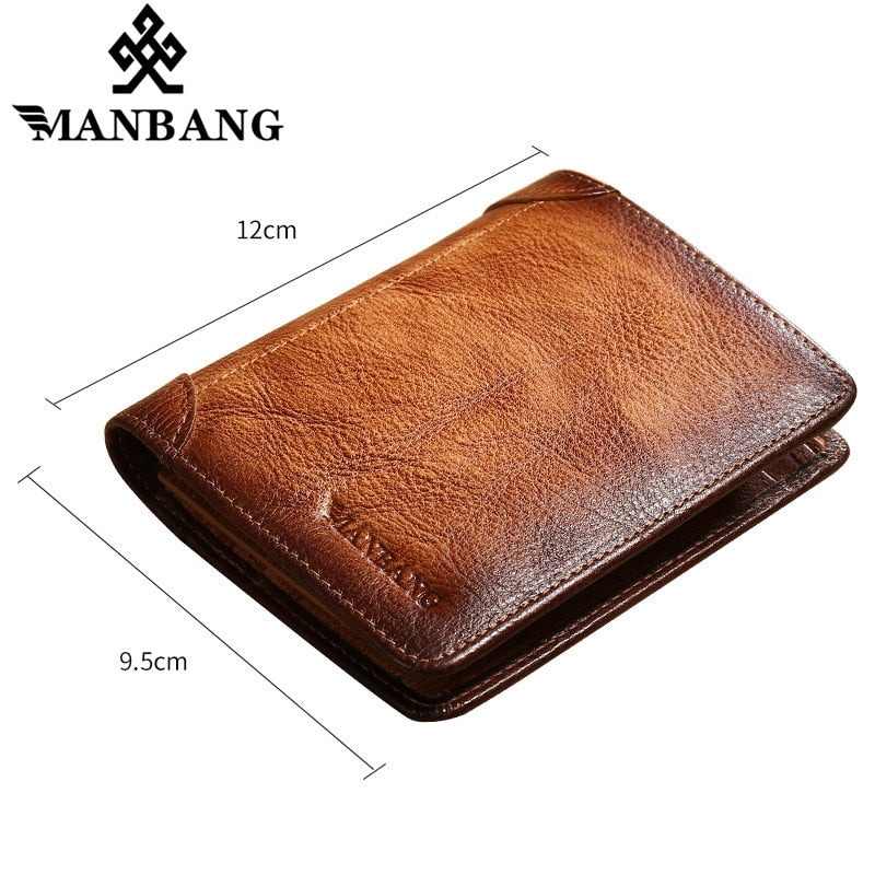 HOT Genuine Leather Men Wallet Small Mini Card Holder