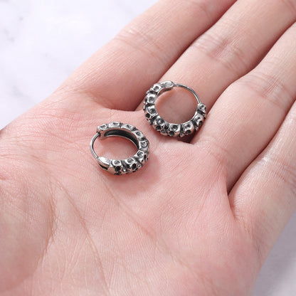 1 Pair Punk Rock Round Earrings Fashion Stainless Steel Ear Ring