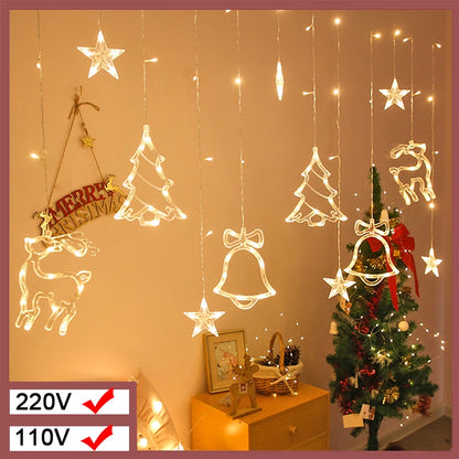 LED Deer Star Moon Curtain Light 220V 110V Christmas Garland