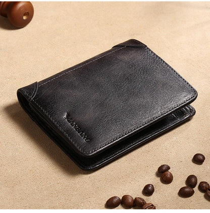 HOT Genuine Leather Men Wallet Small Mini Card Holder