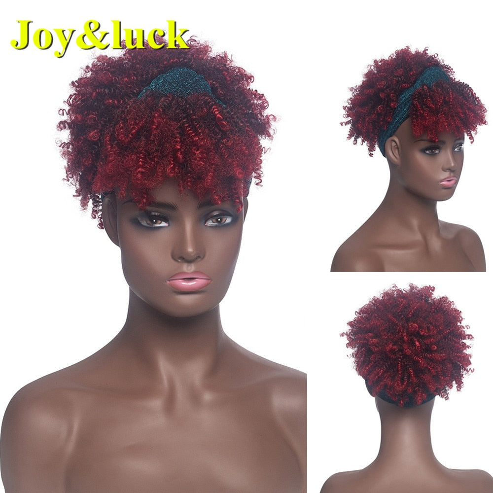 Beauty Synthetic  Headband Wig African Women Turban Wig