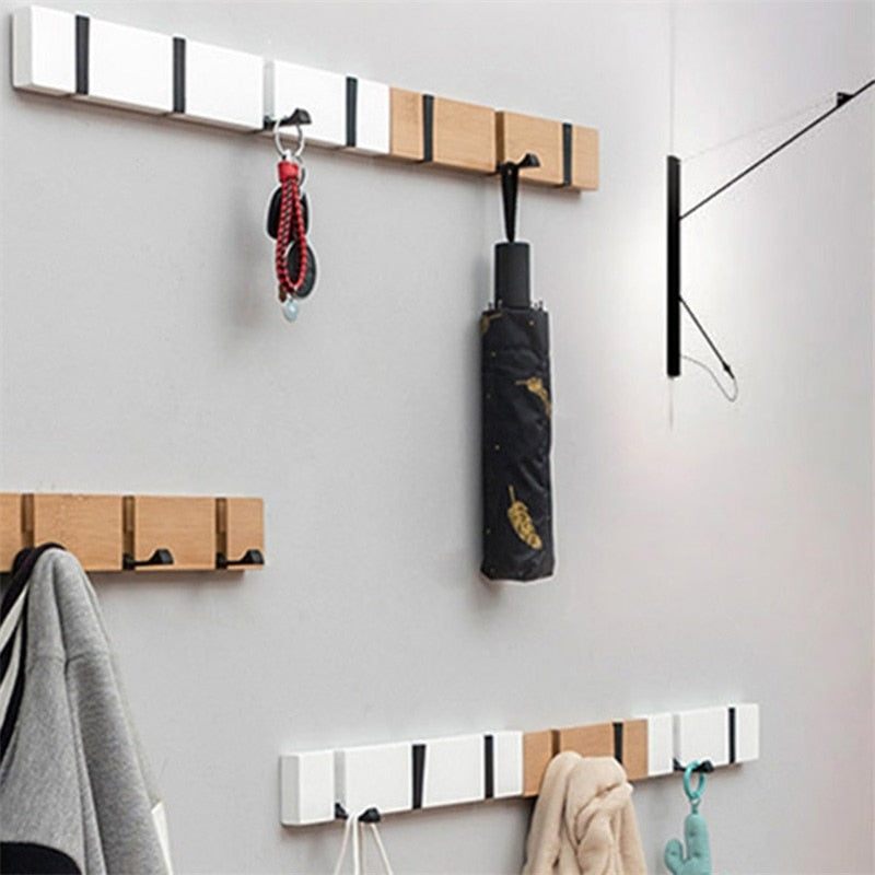 Foldable Coat Rack Bamboo Hallway Hat Hook Hanger