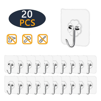 20 Pieces Transparent Strong Self Adhesive Hooks