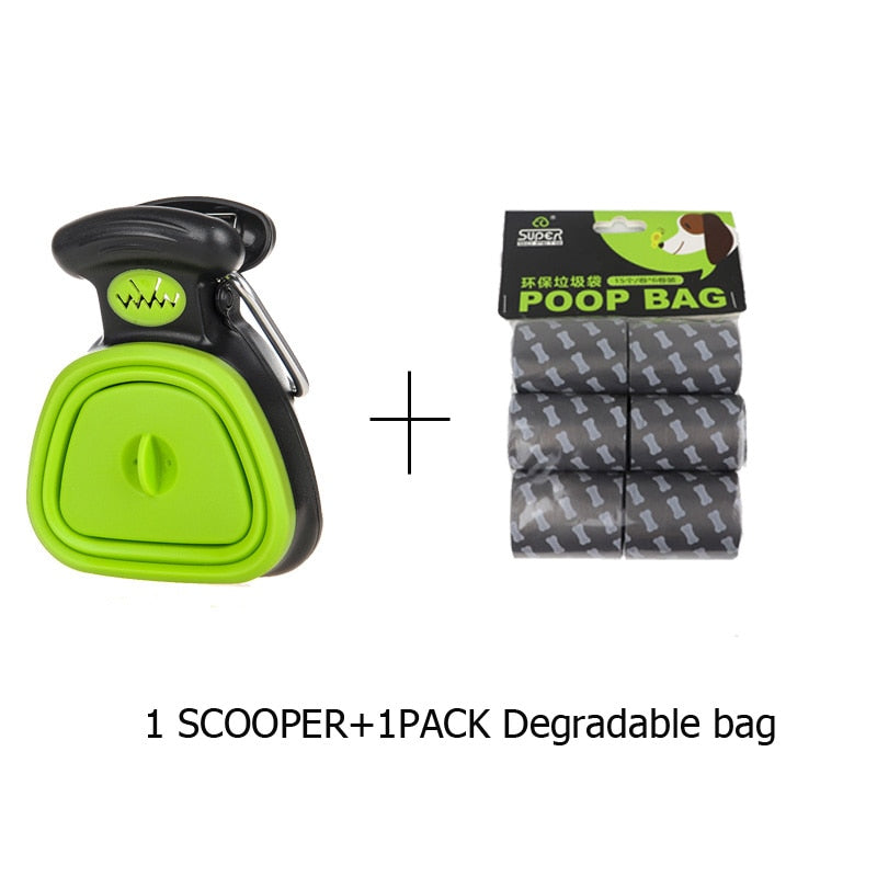 Dog Pet Travel Foldable Pooper Scooper With 1 Roll Decomposable bags