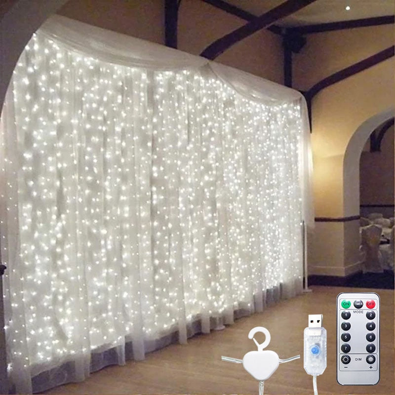 3m 100 200 300 LED Curtain String Light Garland