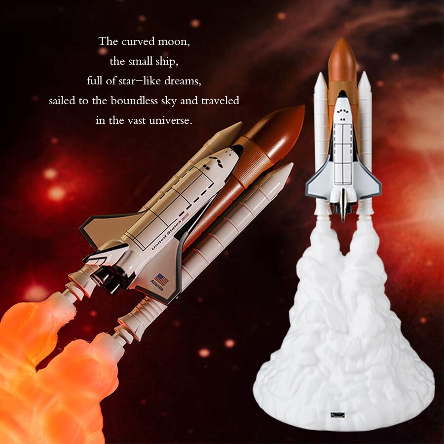 3D Print Space Shuttle Lamp Rocket Night Light Lights