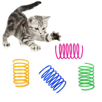 8 pieces Cat Colorful Spring Toy Creative Plastic Flexible Coil Toy
