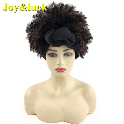 Beauty Synthetic  Headband Wig African Women Turban Wig