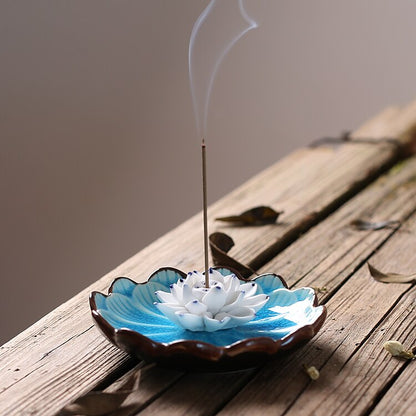 Ceramic joss stick lotus incense burner