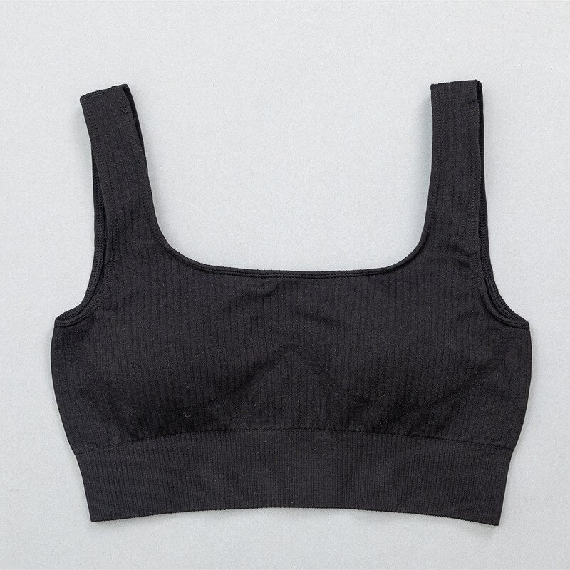 Seamless Gym Yoga Set Women Sports Bra Crop Top Long Sleeve Yoga Suit