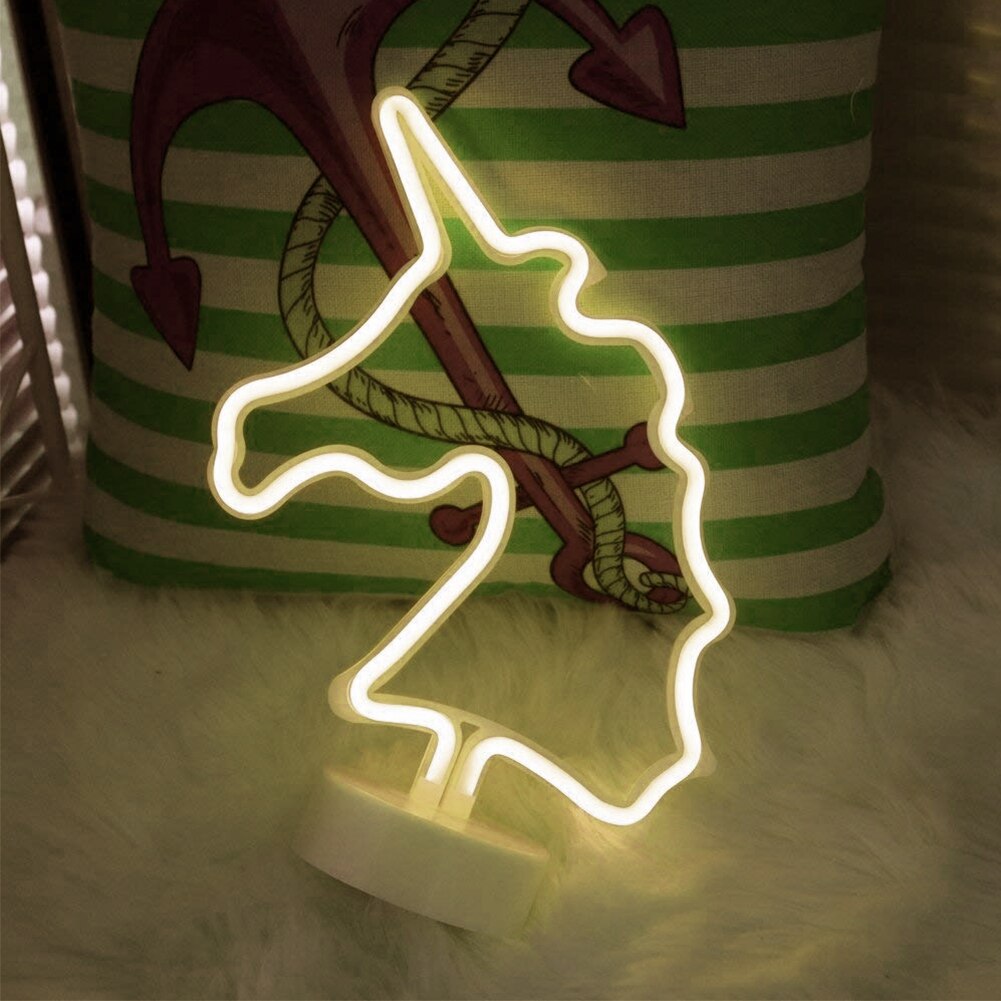 Fashion LED Neon Sign Light Holiday Xmas Moon Unicorn Heart