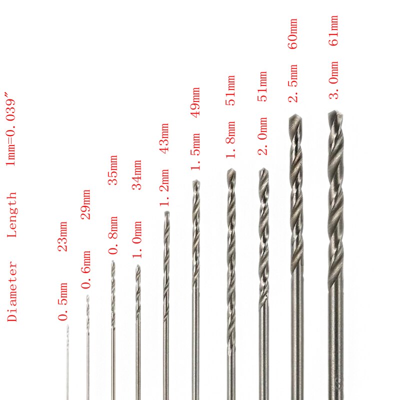 10 Pieces High Speed HSS White Steel Twist Drill Bit
