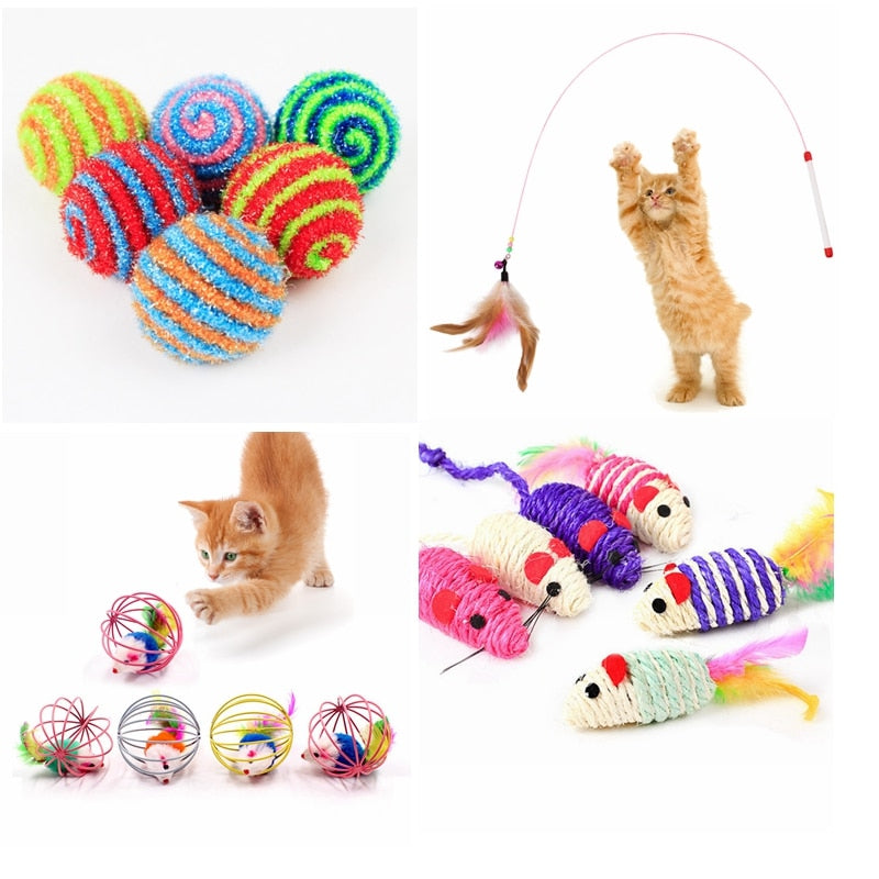 1 piece Cat Toy Stick Feather Wand With Bell Mouse Cage