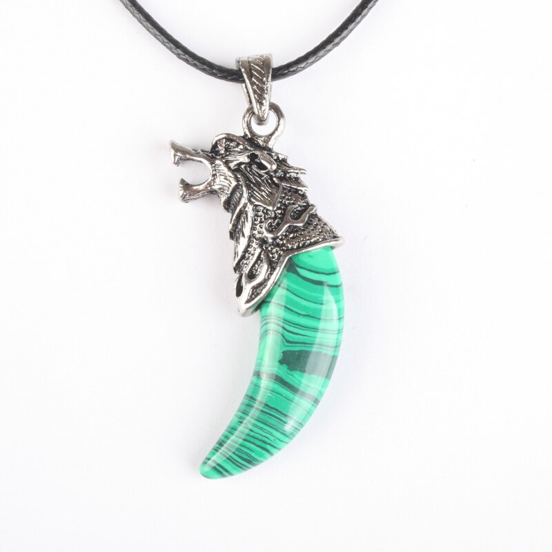 Wolf Tooth Shape Natural Stone  Fluorite Pendant