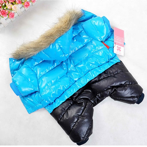 Thicken Warm Pet Down Coat Fur Hooded Jumpsuit