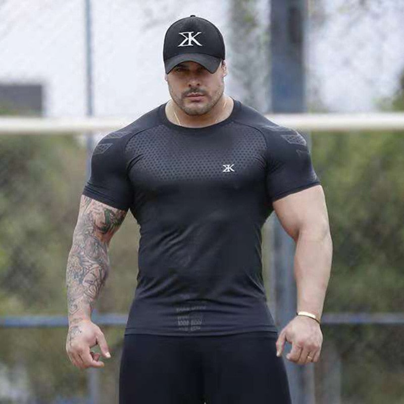 Quick dry T-shirt Men Running Sport Skinny Short Tee Shirt