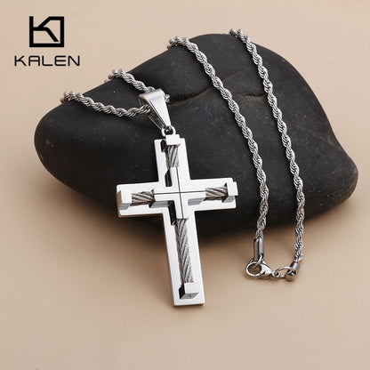 Shiny Three Layer Cross Chain Necklaces