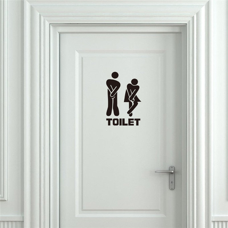 Toilet Entrance Sign Door Stickers For Public Place Wall Decals