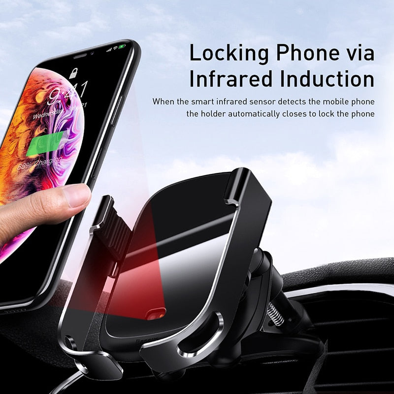 15W Car Wireless Charger Infrared Sensor Qi Wireless Charger