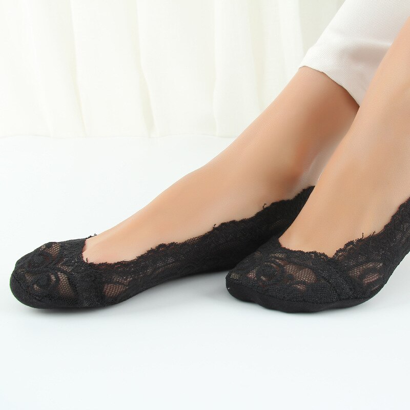 Ladies Summer Thin Sock Slippers Silicone Antiskid Ice Silk Socks