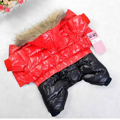 Thicken Warm Pet Down Coat Fur Hooded Jumpsuit