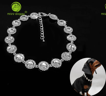 Crystal Rhinestone Pet Cat Necklace Delicate Bling Collar