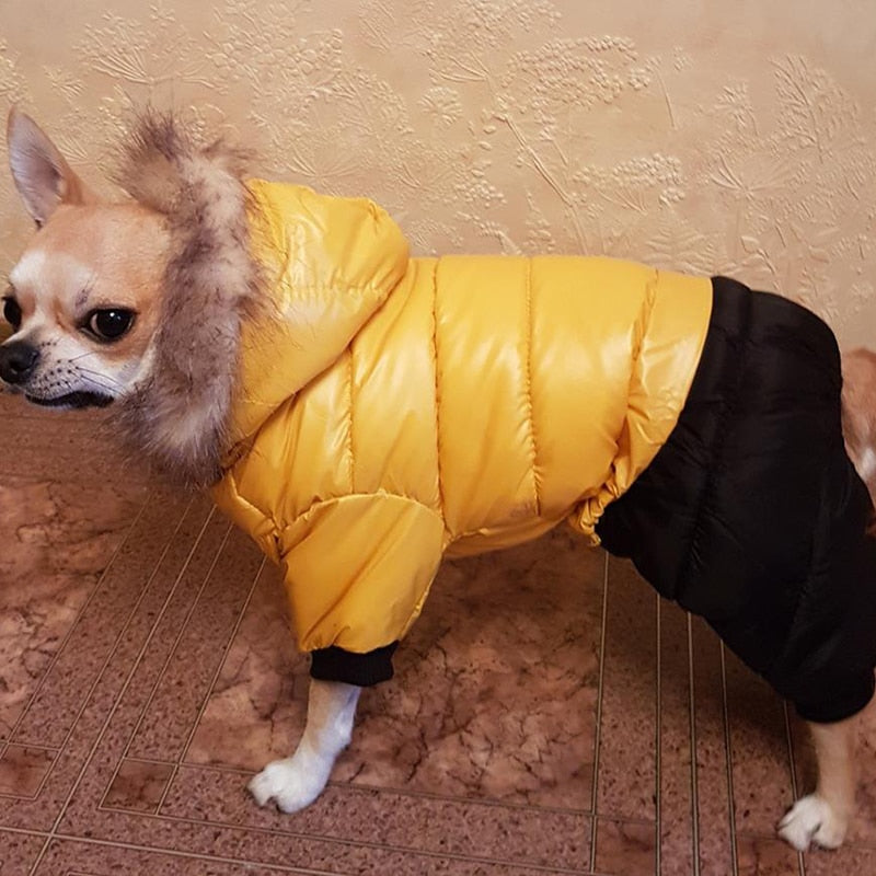 Thicken Warm Pet Down Coat Fur Hooded Jumpsuit