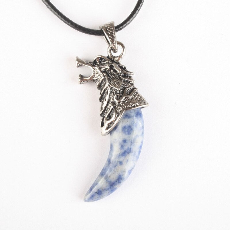 Wolf Tooth Shape Natural Stone  Fluorite Pendant