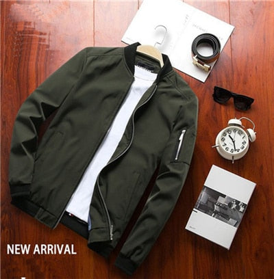 Men's Bomber Zipper Jacket Male Casual Streetwear Hip Hop Slim Fit Pilot Coat