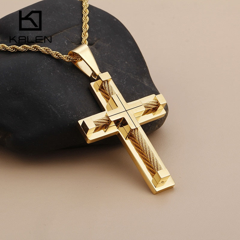 Shiny Three Layer Cross Chain Necklaces