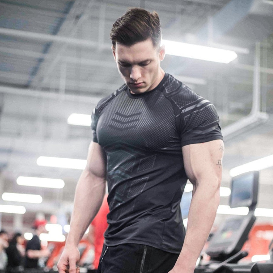 Quick dry T-shirt Men Running Sport Skinny Short Tee Shirt