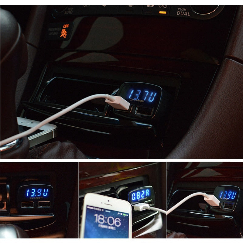 Newest Car Charger Dual With Voltage Meter Tester