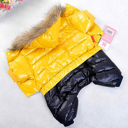 Thicken Warm Pet Down Coat Fur Hooded Jumpsuit