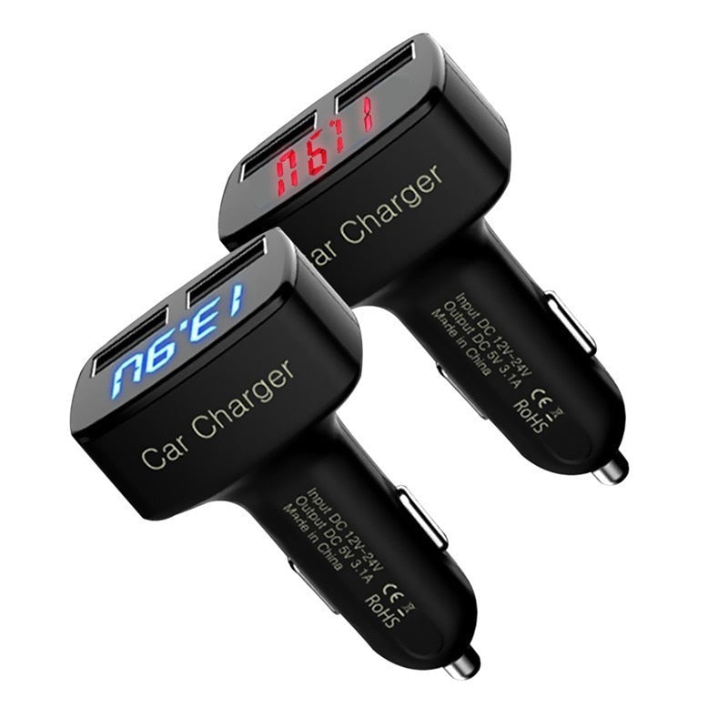 Newest Car Charger Dual With Voltage Meter Tester