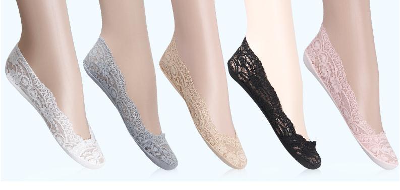 Ladies Summer Thin Sock Slippers Silicone Antiskid Ice Silk Socks