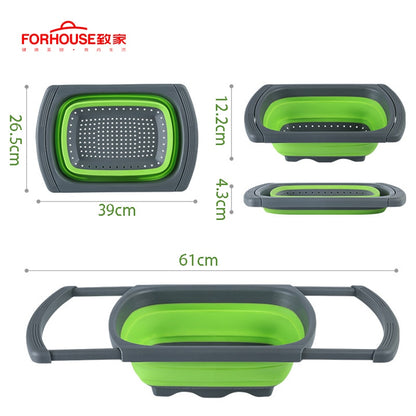 Silicone Telescopic Folding Drain Basket Colander Strainer