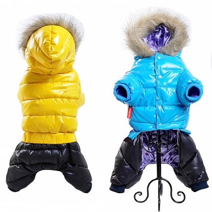 Thicken Warm Pet Down Coat Fur Hooded Jumpsuit