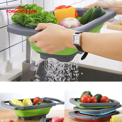 Silicone Telescopic Folding Drain Basket Colander Strainer