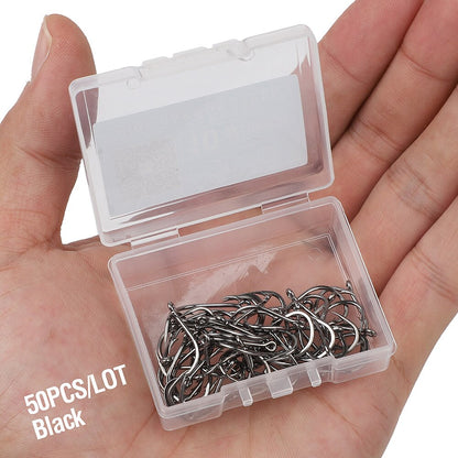 50pieces Fishing Hooks Set Barbed Single